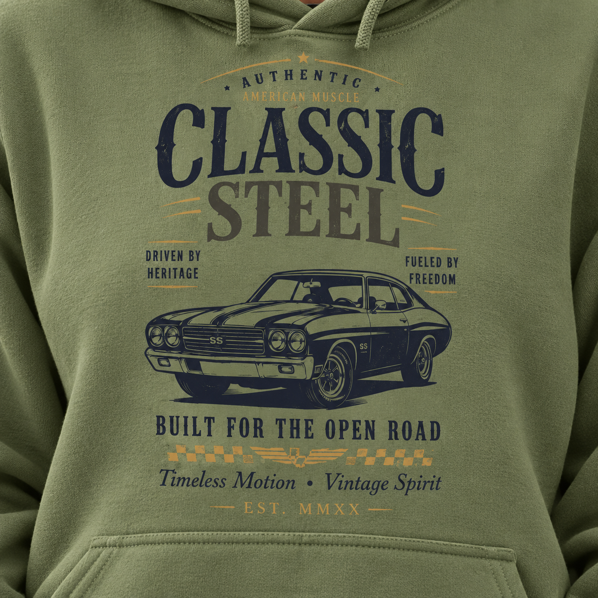 Vintage Muscle Car Hoodie | Classic Steel Retro Car Unisex Hoodie | Classic Car Lover Gift