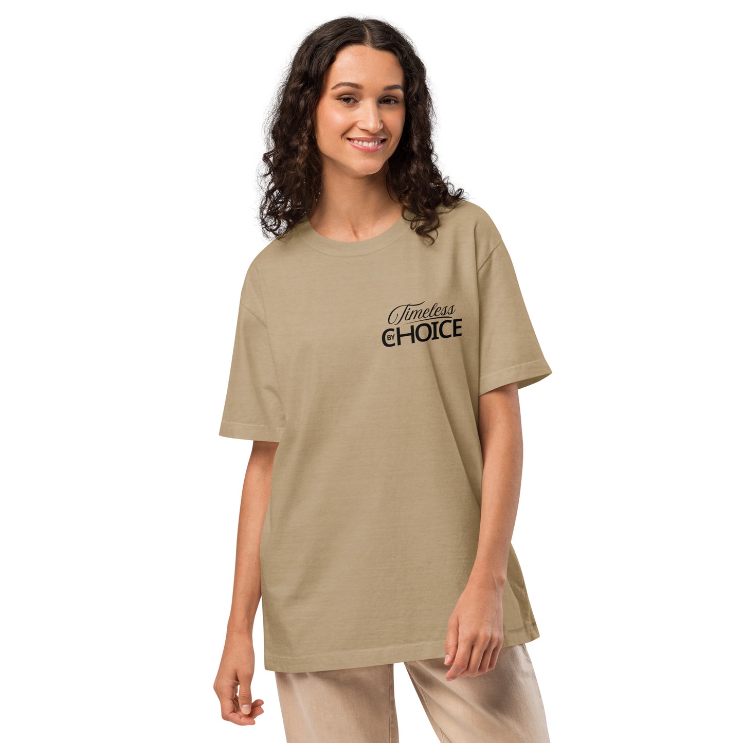 Timeless By Choice Oversized Streetwear Tee | Bella+Canvas 4810 Unisex Garment-Dyed Vintage Script Graphic T-Shirt by Ortrends