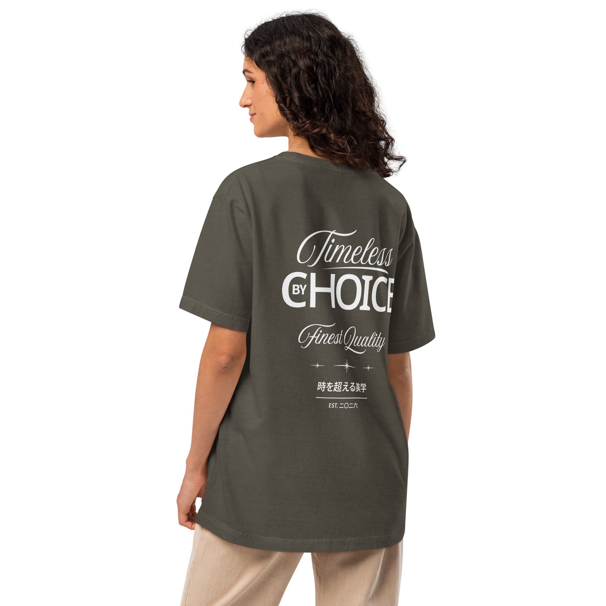 Timeless By Choice Oversized Streetwear Tee | Bella+Canvas 4810 Unisex Garment-Dyed Vintage Script Graphic T-Shirt by Ortrends