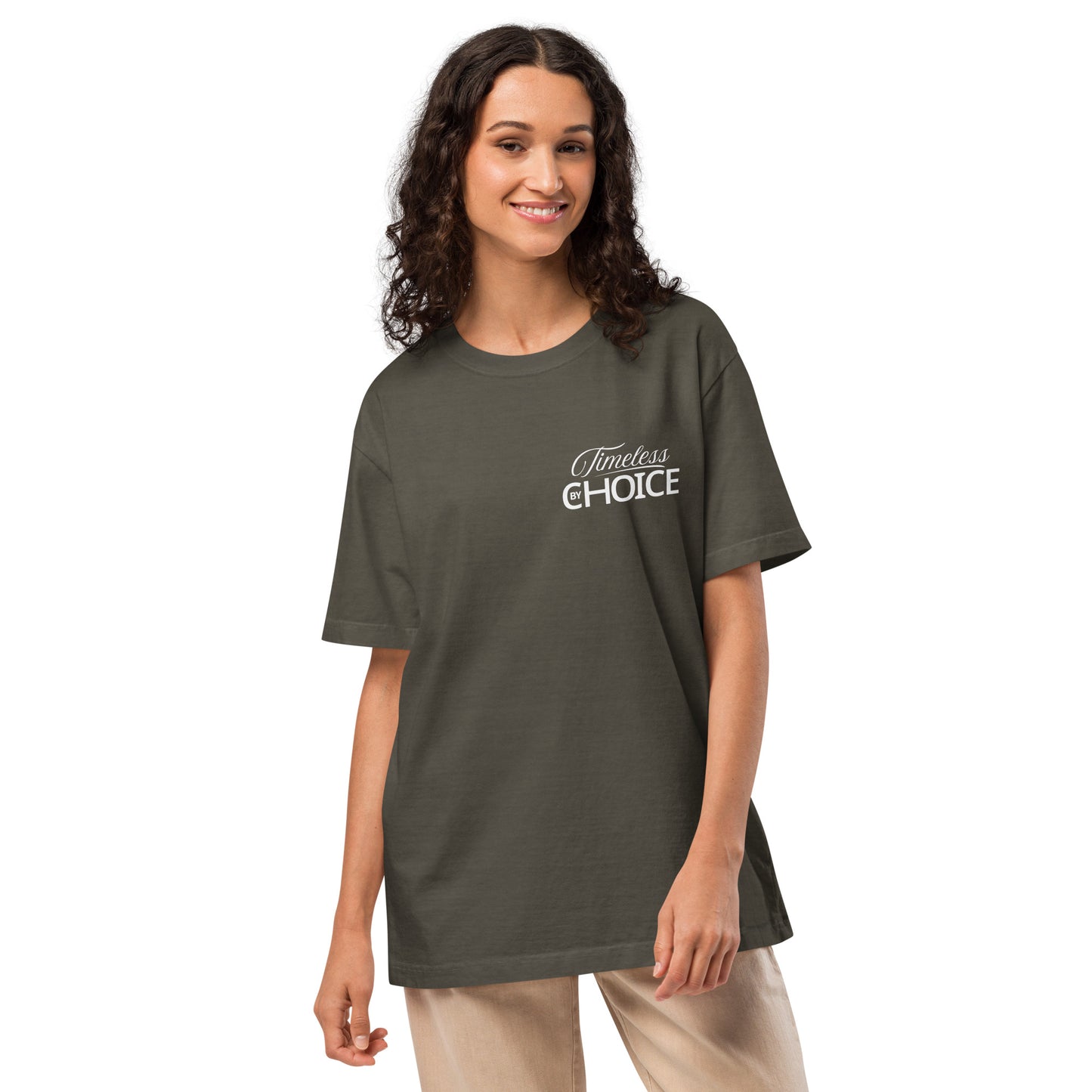 Timeless By Choice Oversized Streetwear Tee | Bella+Canvas 4810 Unisex Garment-Dyed Vintage Script Graphic T-Shirt by Ortrends