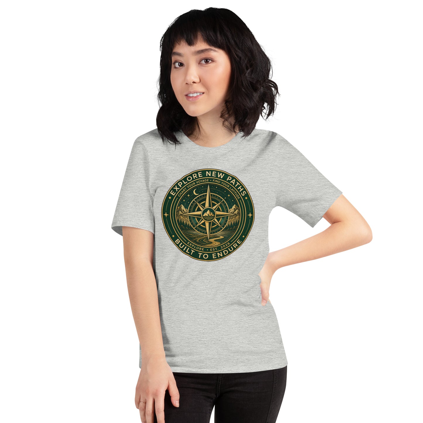 Explore New Paths Unisex T-Shirt | Bella Canvas DTG Adventure Compass Tee by Ortrends