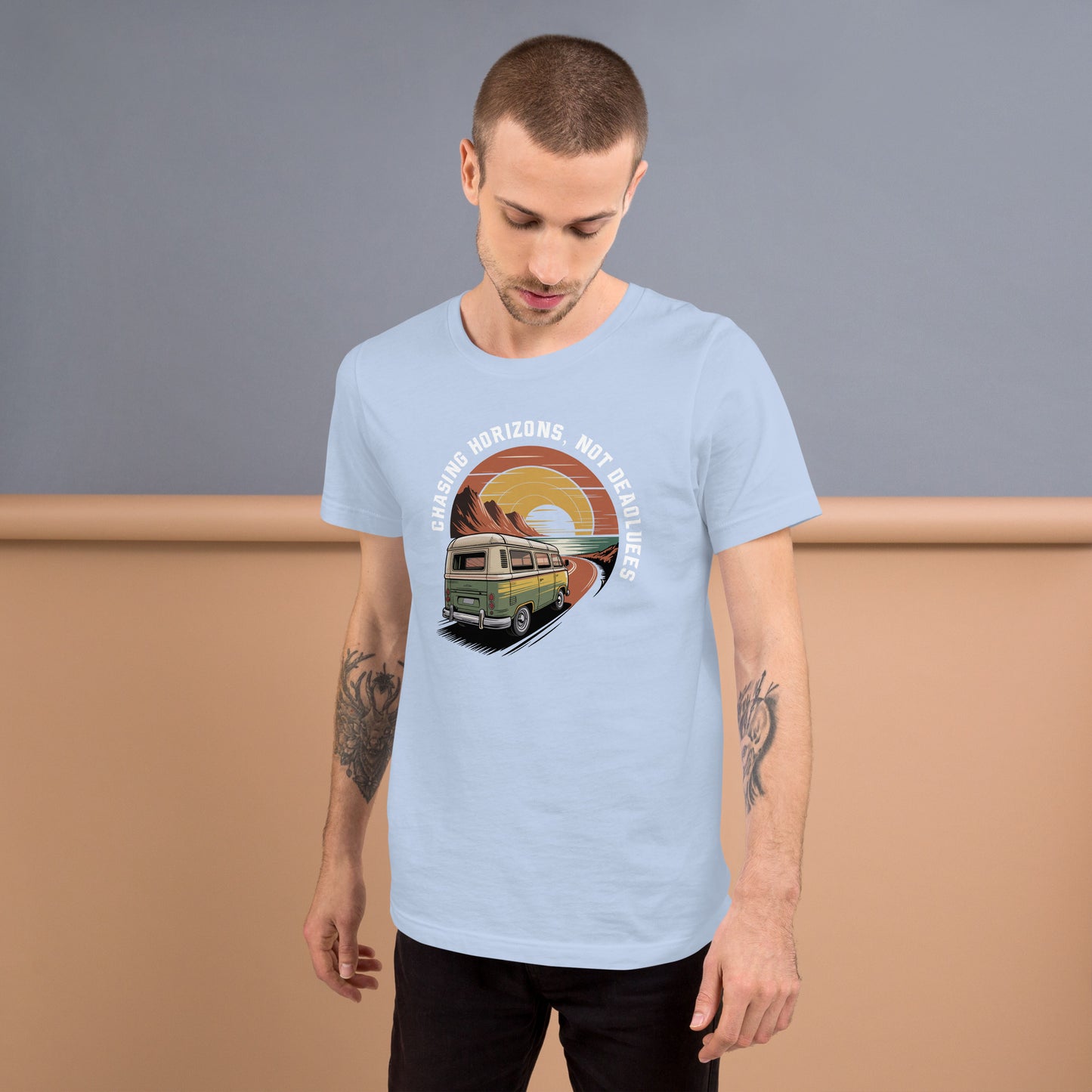 Chasing Horizons Unisex T-Shirt | Bella Canvas DTG Vintage Camper Tee by Ortrends