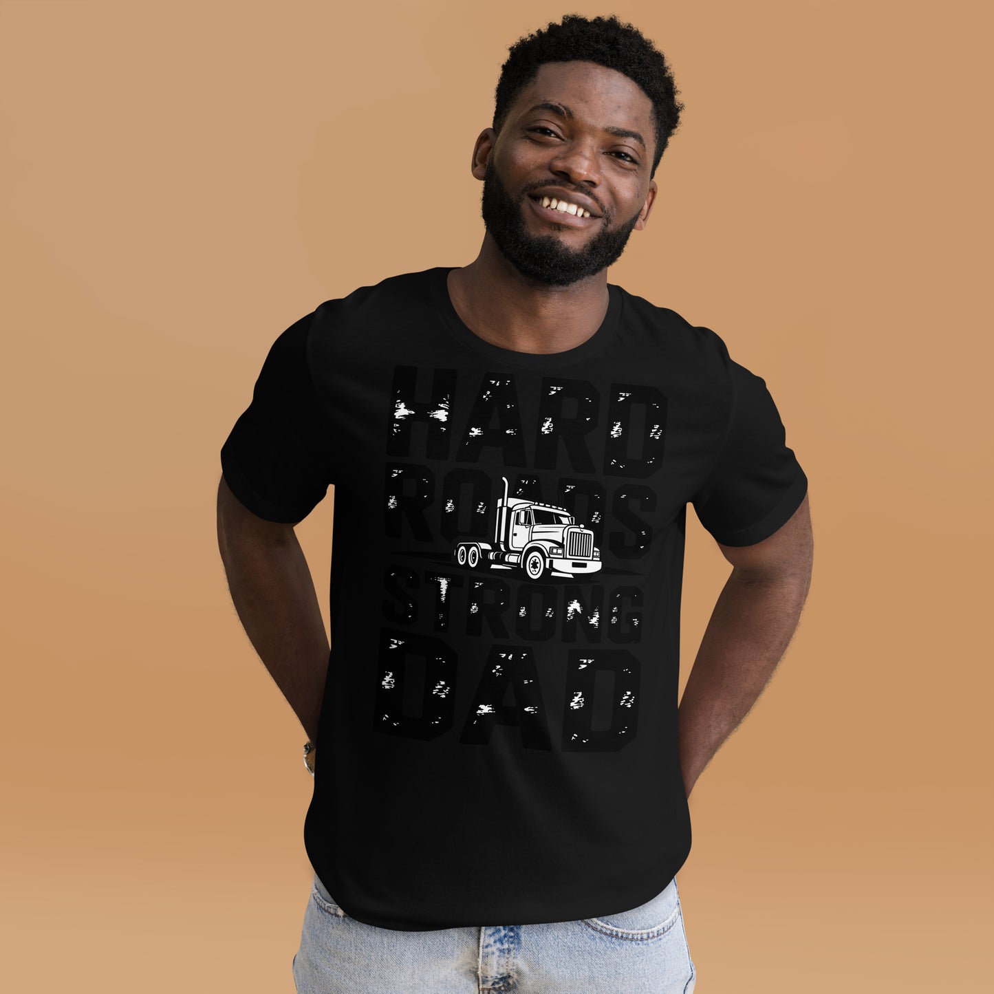 Hard Roads Strong Dad Unisex T-Shirt | Bella Canvas DTG Trucker Tee by Ortrends