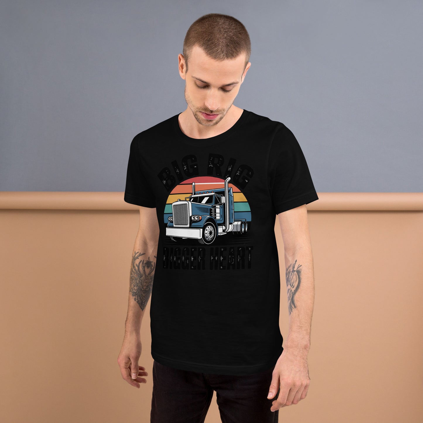 Big Rig Bigger Heart Unisex T-Shirt | Bella Canvas DTG Trucker Tee by Ortrends