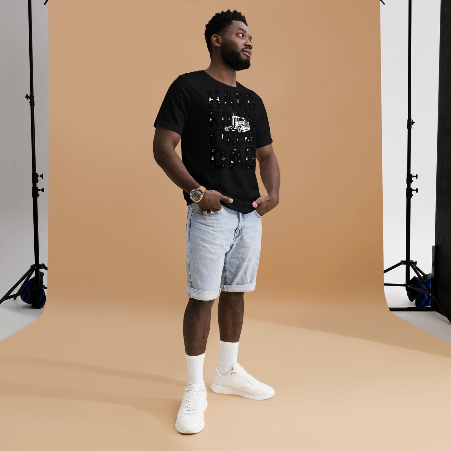 Hard Roads Strong Dad Unisex T-Shirt | Bella Canvas DTG Trucker Tee by Ortrends