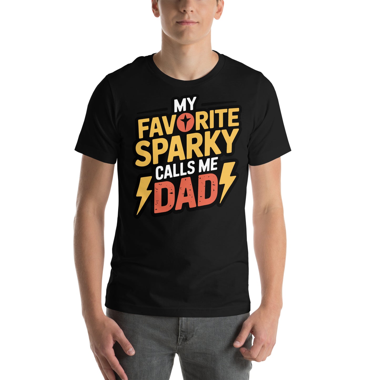 Favorite Sparky Dad Unisex T-Shirt | Bella Canvas DTG Electrician Tee by Ortrends