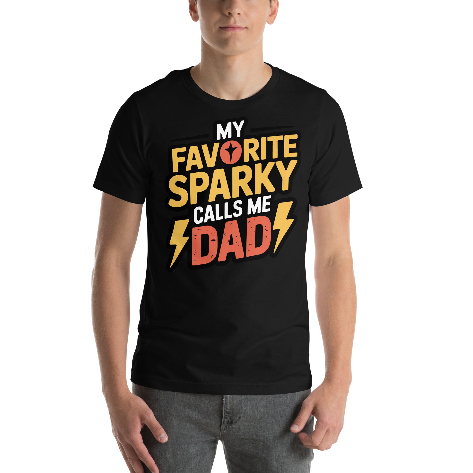 Favorite Sparky Dad Unisex T-Shirt | Bella Canvas DTG Electrician Tee by Ortrends