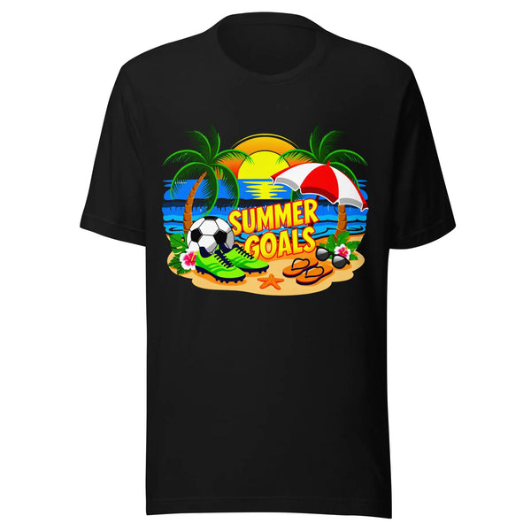 Summer Goals Unisex T-Shirt | Bella Canvas DTG Soccer Beach Tee by Ortrends