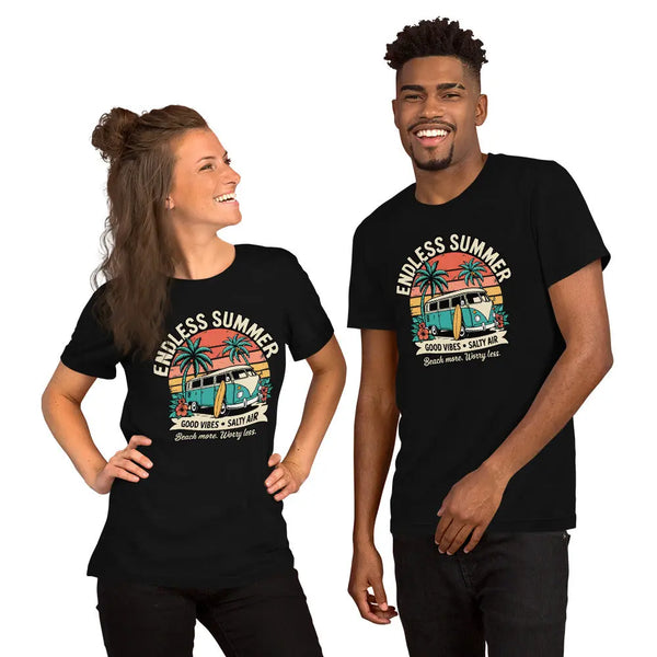 Endless Summer Unisex T-Shirt | Bella Canvas DTG Beach Van Tee by Ortrends