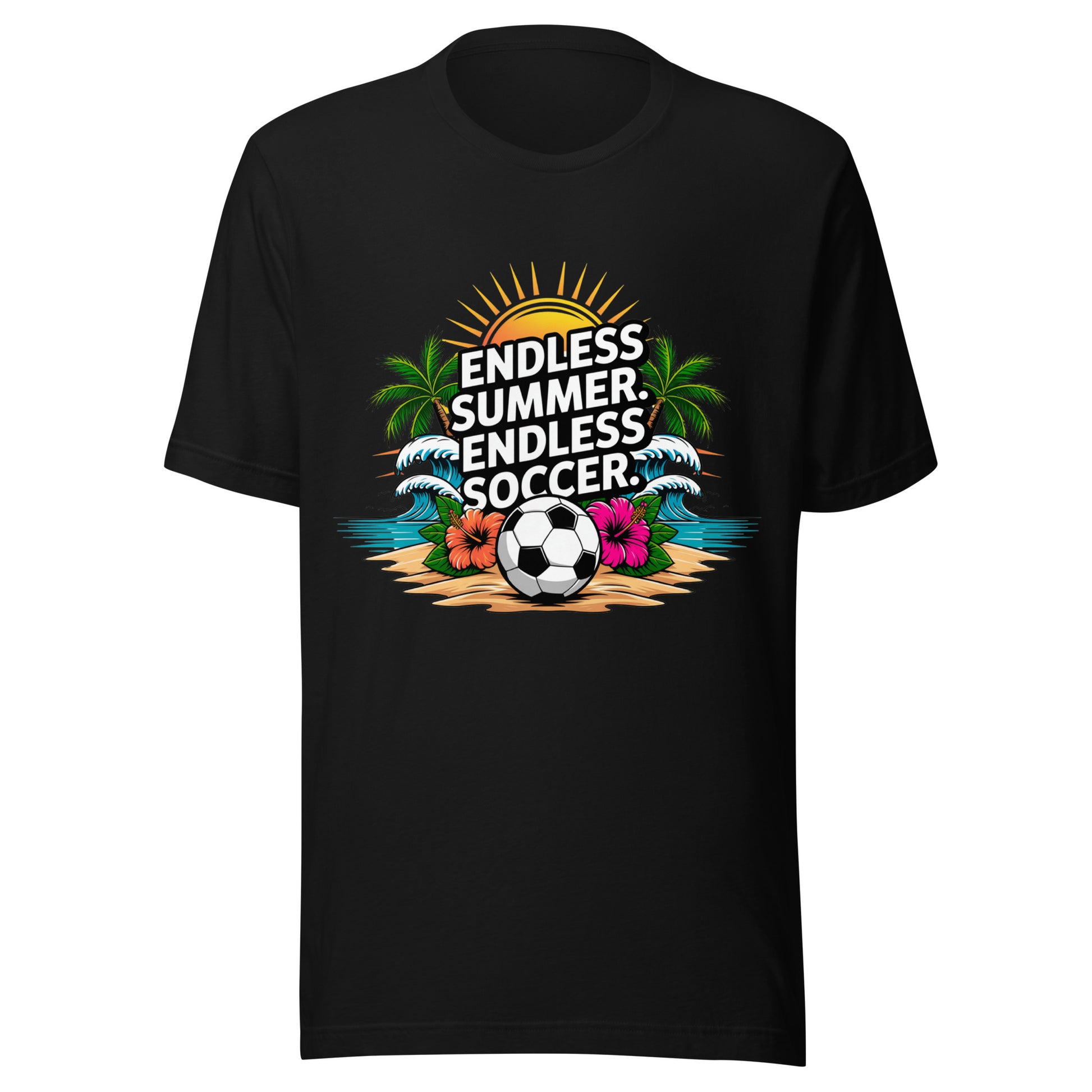 Endless Summer Endless Soccer Unisex T-Shirt | Bella Canvas DTG Soccer Beach Tee by Ortrends