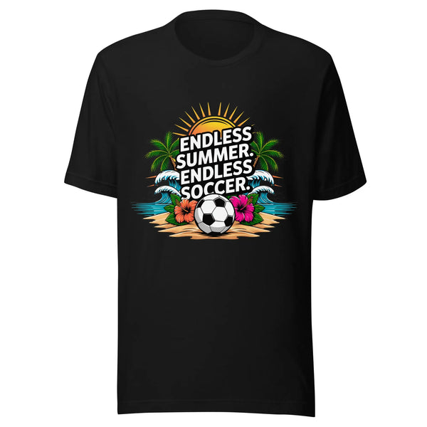 Endless Summer Endless Soccer Unisex T-Shirt | Bella Canvas DTG Soccer Beach Tee by Ortrends