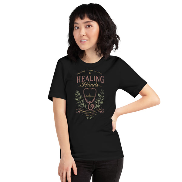 Healing Hands Vintage Nurse Stethoscope T-Shirt | Unisex Graphic Tee by Ortrends