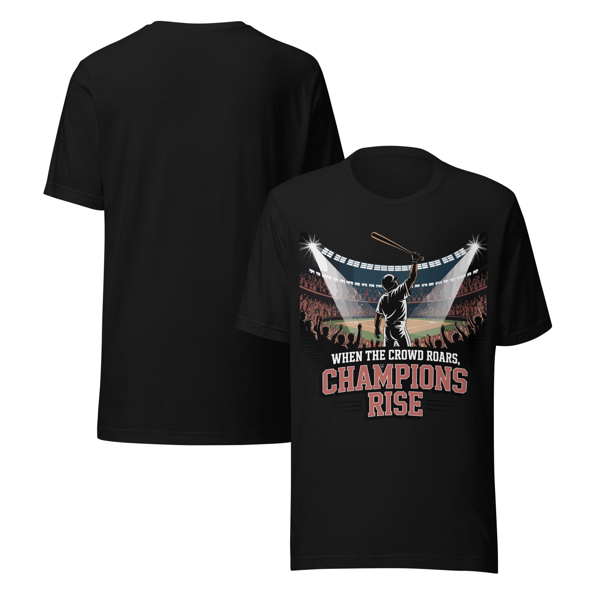 Crowd Roars Champions Rise Unisex T-Shirt | Bella Canvas DTG Baseball Tee by Ortrends