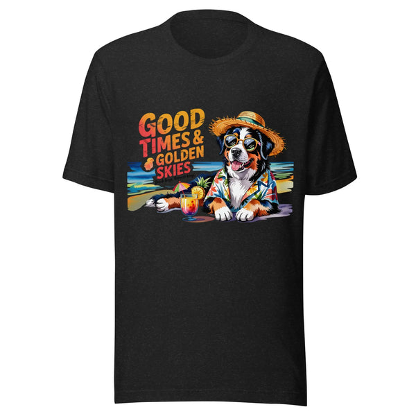 Good Times & Golden Skies Unisex T-Shirt | Bella Canvas DTG Beach Dog Tee by Ortrends