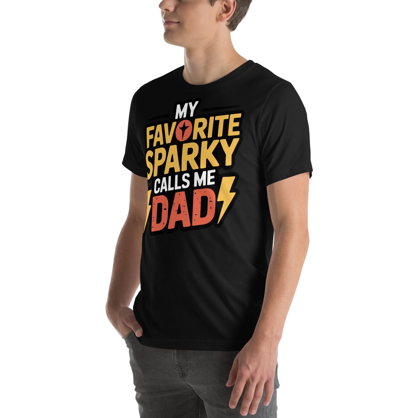 Favorite Sparky Dad Unisex T-Shirt | Bella Canvas DTG Electrician Tee by Ortrends