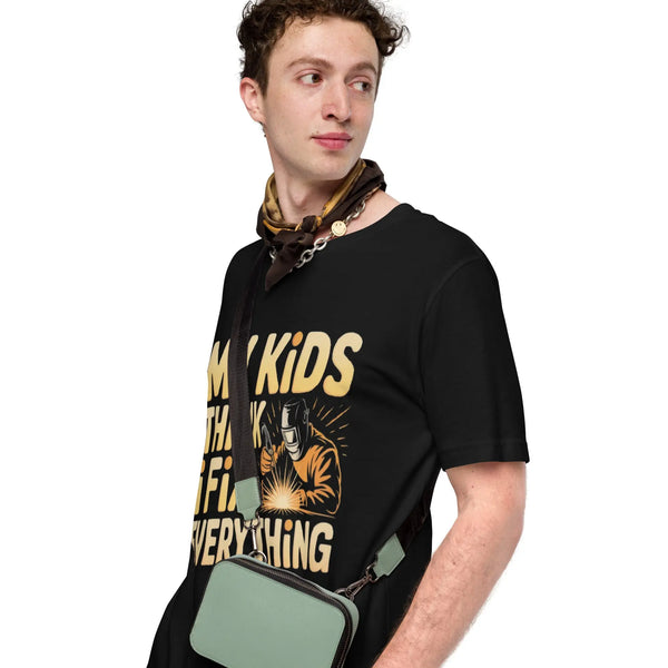 Kids Think I Fix Everything Unisex T-Shirt | Bella Canvas DTG Welder Tee by Ortrends