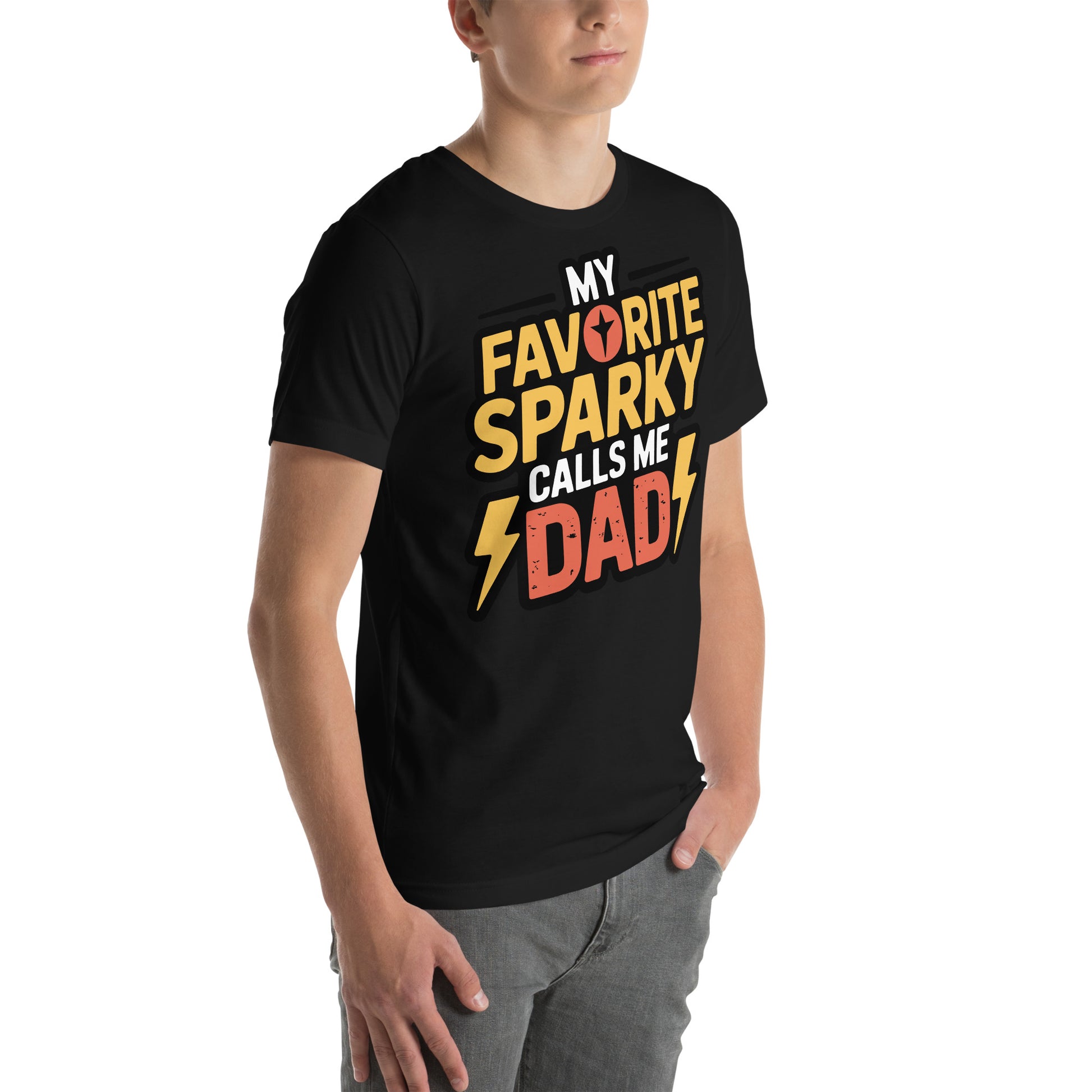 Favorite Sparky Dad Unisex T-Shirt | Bella Canvas DTG Electrician Tee by Ortrends