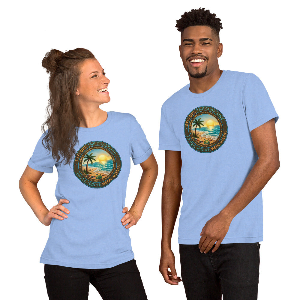Explore The Coastline Unisex T-Shirt | Bella Canvas DTG Beach Graphic Tee by Ortrends