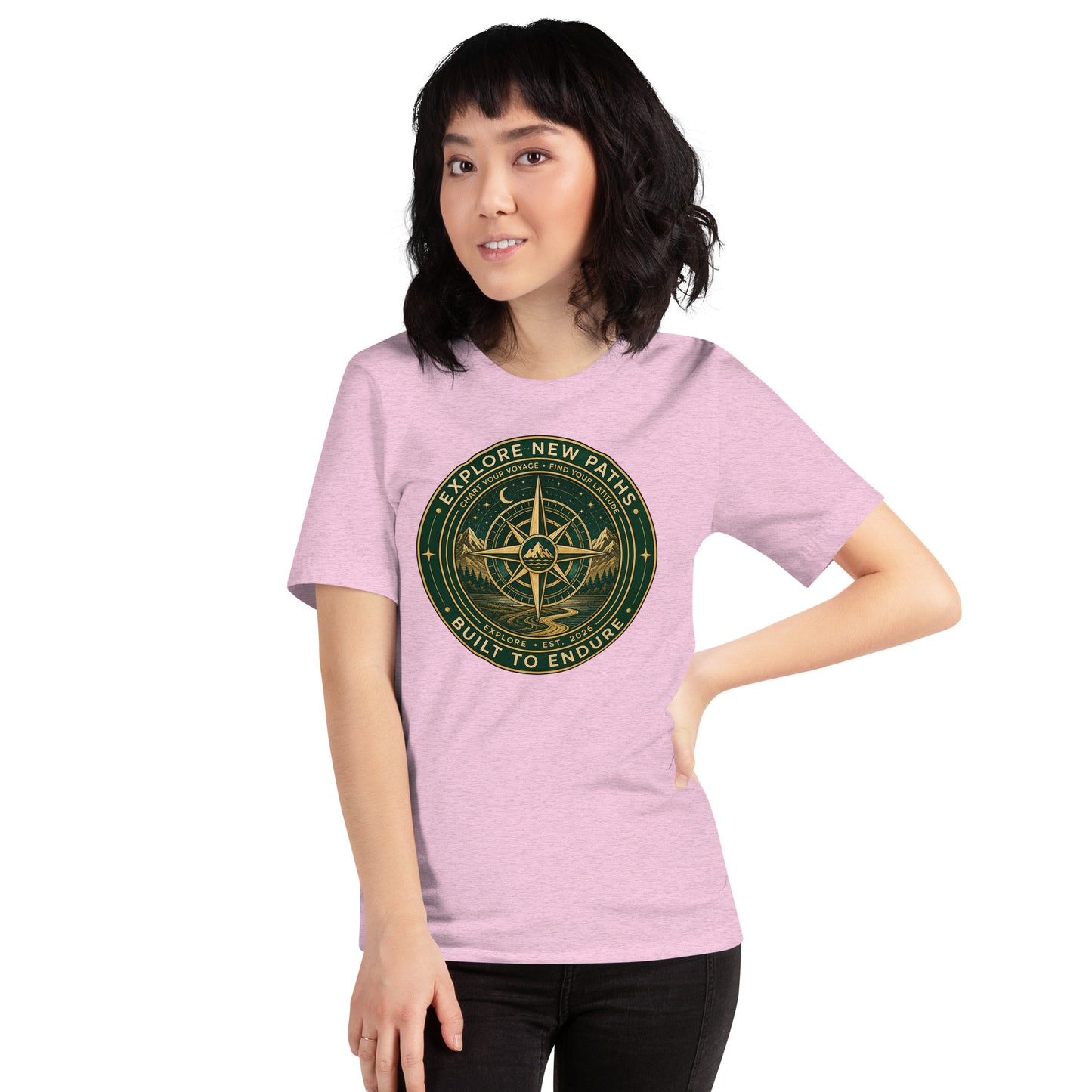 Explore New Paths Unisex T-Shirt | Bella Canvas DTG Adventure Compass Tee by Ortrends