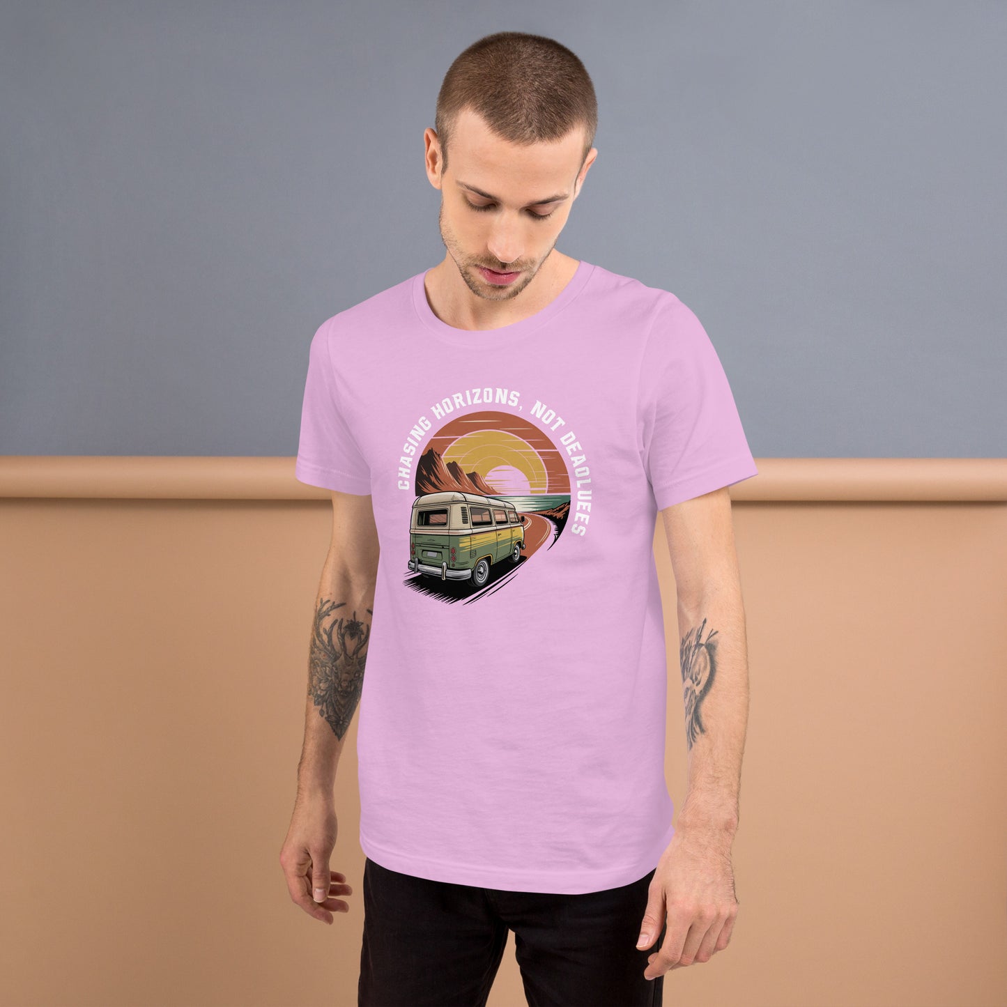Chasing Horizons Unisex T-Shirt | Bella Canvas DTG Vintage Camper Tee by Ortrends