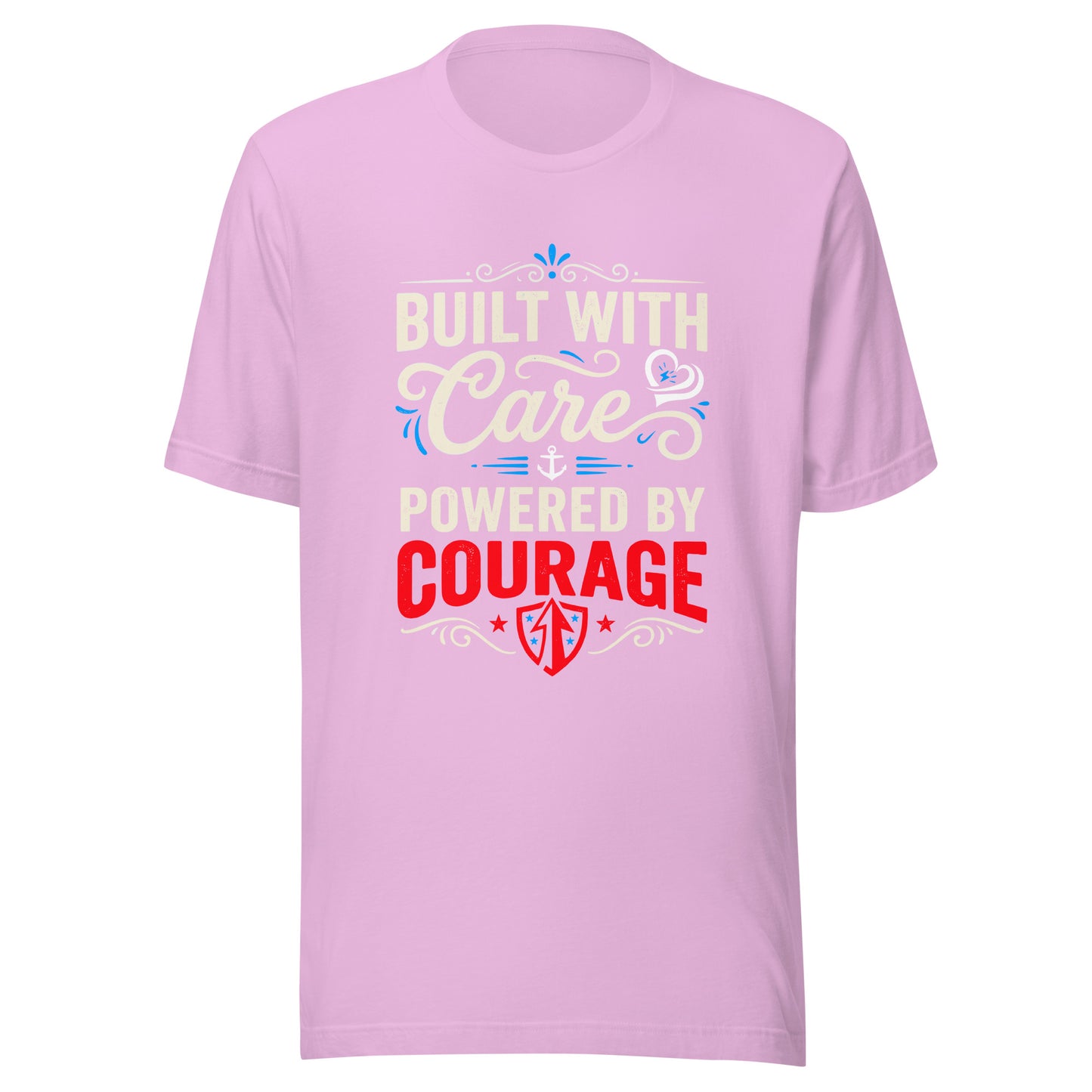 Built with Care Powered by Courage Unisex T-Shirt | Bella Canvas DTG Caregiver Tee by Ortrends