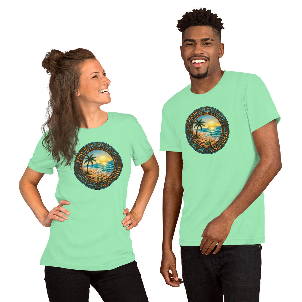 Explore The Coastline Unisex T-Shirt | Bella Canvas DTG Beach Graphic Tee by Ortrends