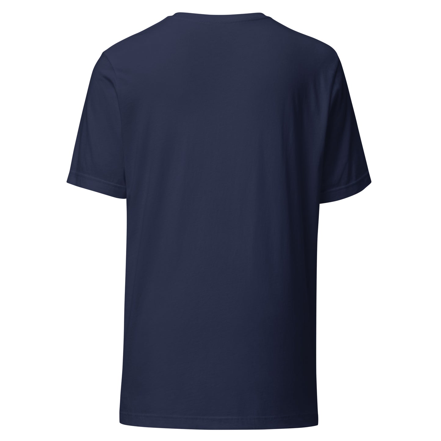 Reading Cat - Pet Lover navy back Cotton Tee with cat reading book design, bookish cat parent apparel, Bella+Canvas
