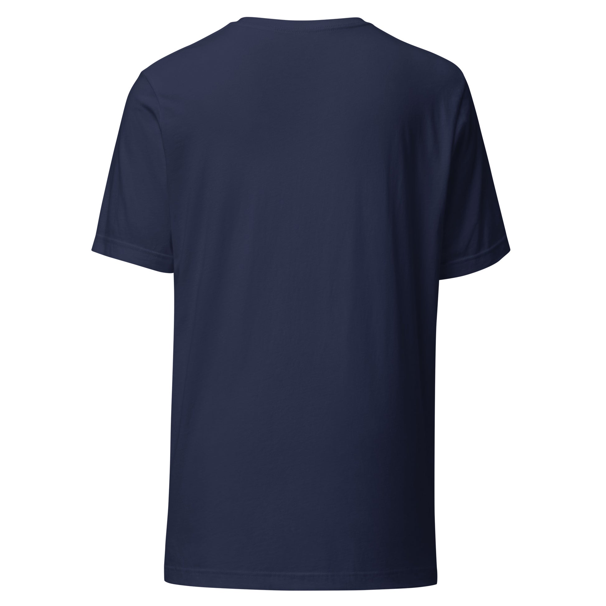 Reading Cat - Pet Lover navy back Cotton Tee with cat reading book design, bookish cat parent apparel, Bella+Canvas