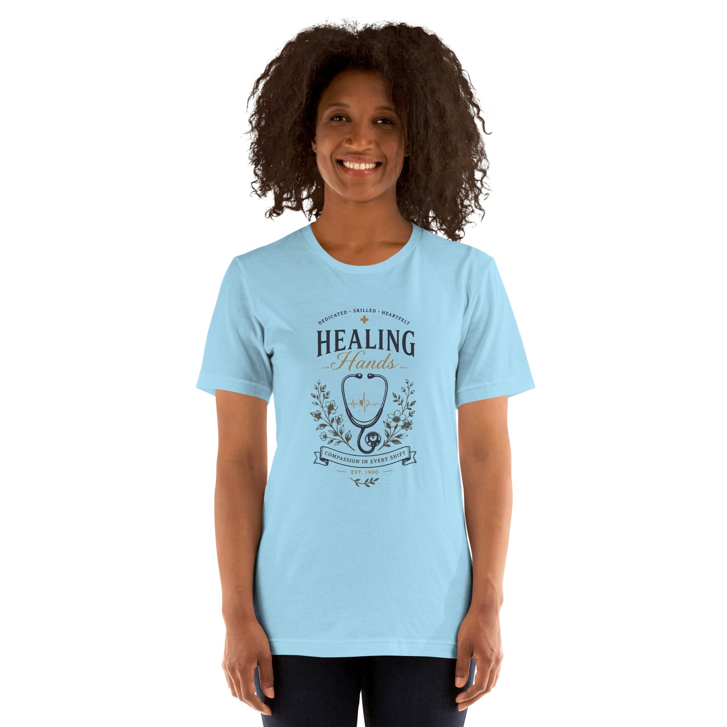 Healing Hands Vintage Nurse Stethoscope T-Shirt | Unisex Graphic Tee by Ortrends