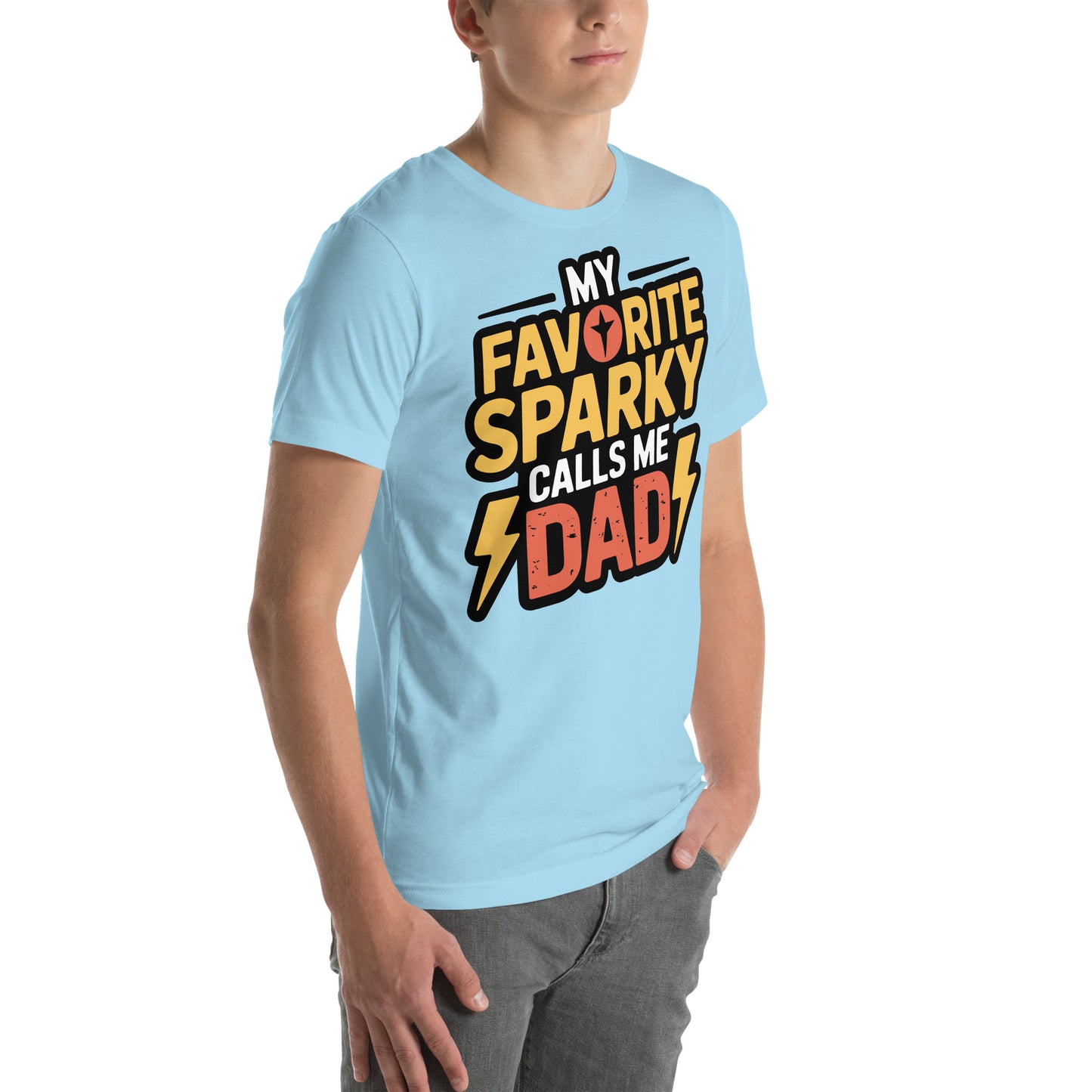 Favorite Sparky Dad Unisex T-Shirt | Bella Canvas DTG Electrician Tee by Ortrends