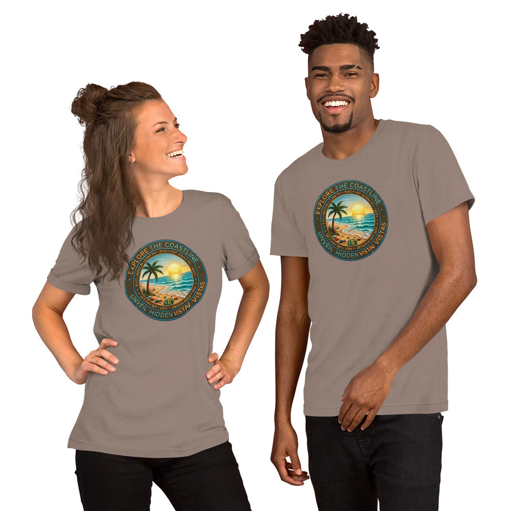 Explore The Coastline Unisex T-Shirt | Bella Canvas DTG Beach Graphic Tee by Ortrends