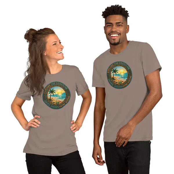 Explore The Coastline Unisex T-Shirt | Bella Canvas DTG Beach Graphic Tee by Ortrends