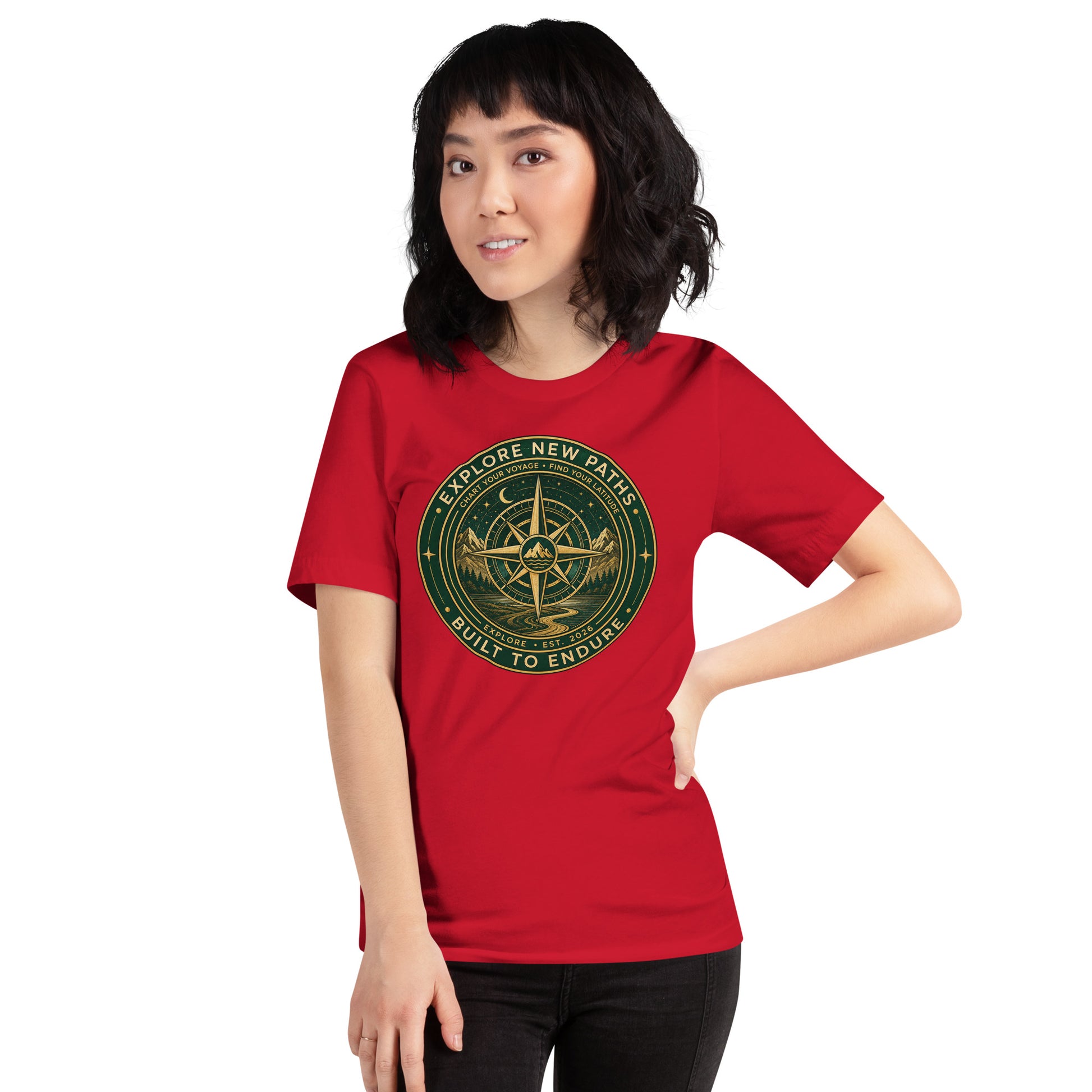 Explore New Paths Unisex T-Shirt | Bella Canvas DTG Adventure Compass Tee by Ortrends