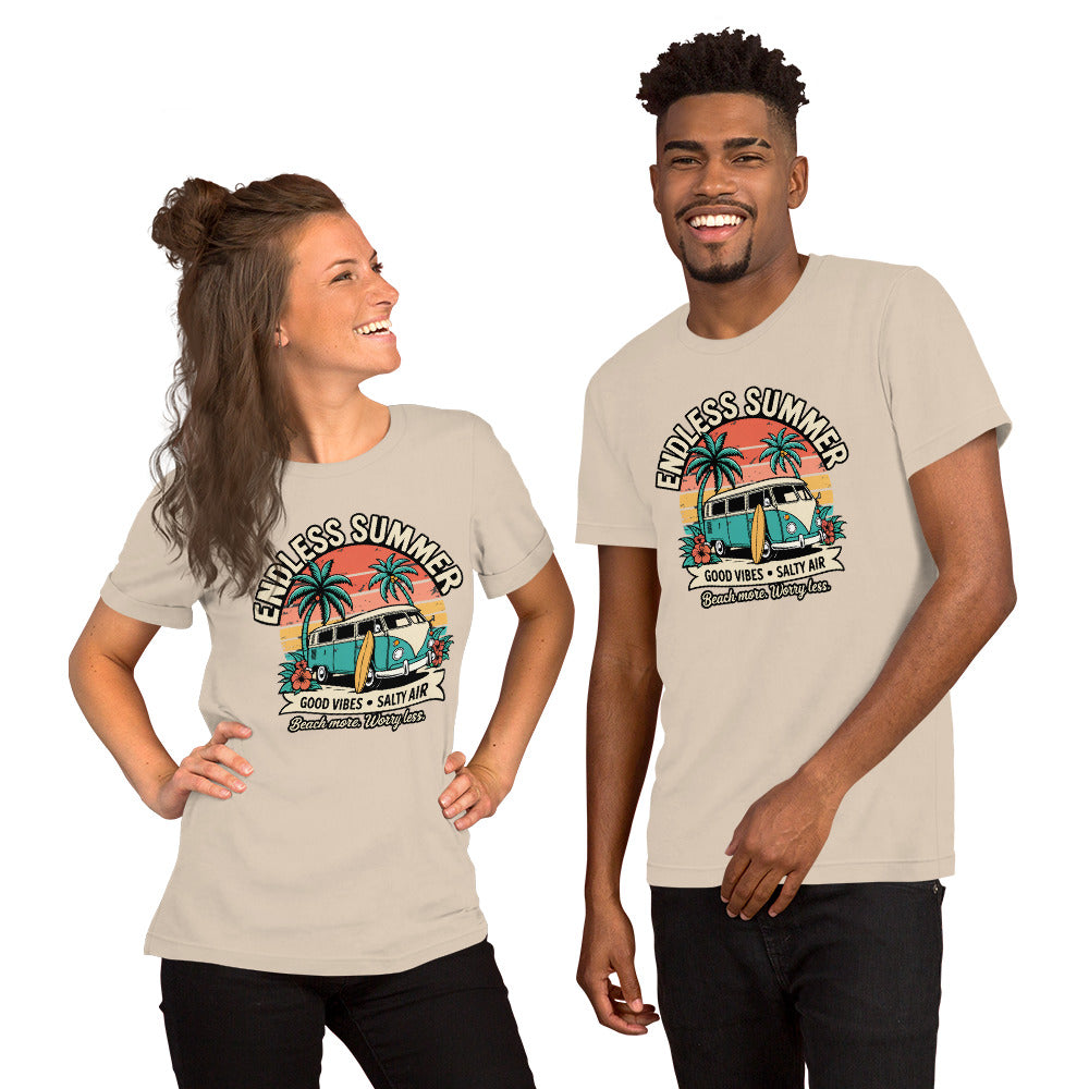 Endless Summer Unisex T-Shirt | Bella Canvas DTG Beach Van Tee by Ortrends
