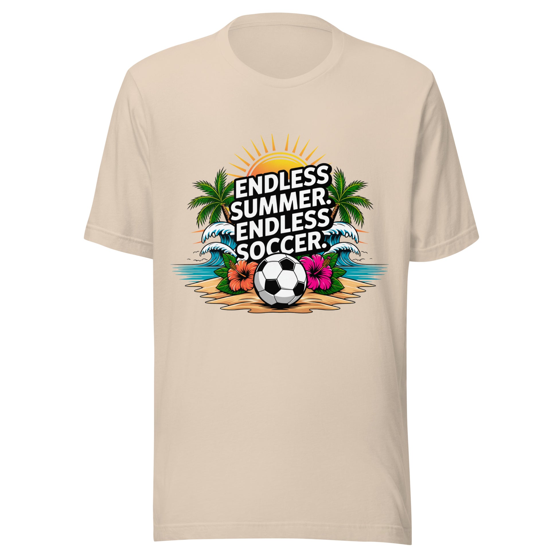 Endless Summer Endless Soccer Unisex T-Shirt | Bella Canvas DTG Soccer Beach Tee by Ortrends