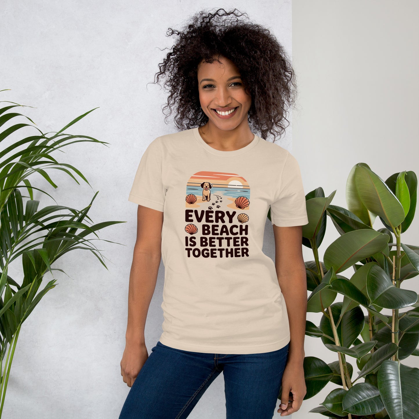 Every Beach Is Better Together Unisex T-Shirt | Bella Canvas DTG Beach Dog Tee by Ortrends