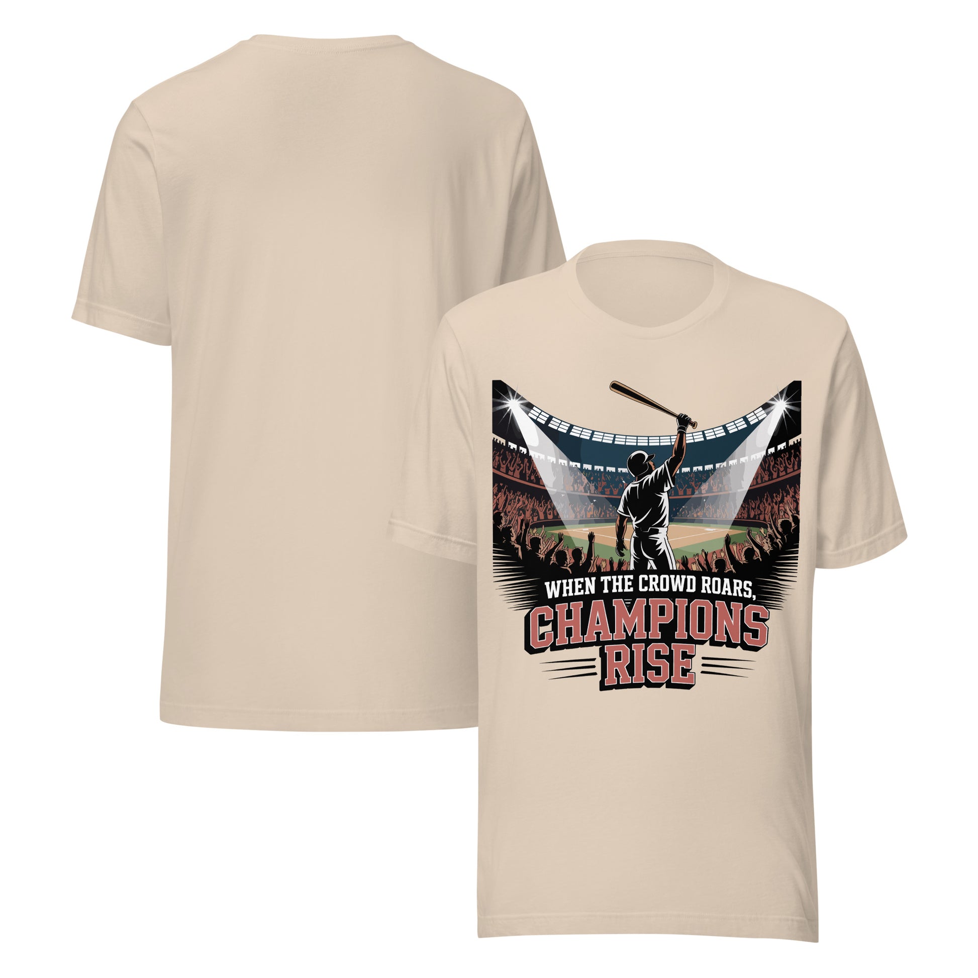 Crowd Roars Champions Rise Unisex T-Shirt | Bella Canvas DTG Baseball Tee by Ortrends