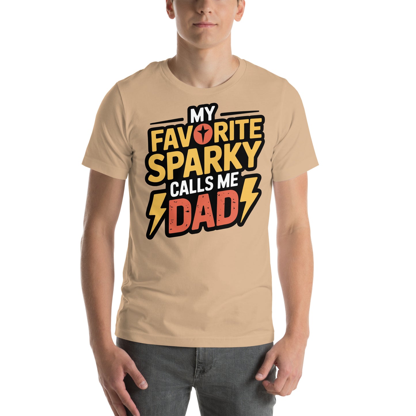 Favorite Sparky Dad Unisex T-Shirt | Bella Canvas DTG Electrician Tee by Ortrends