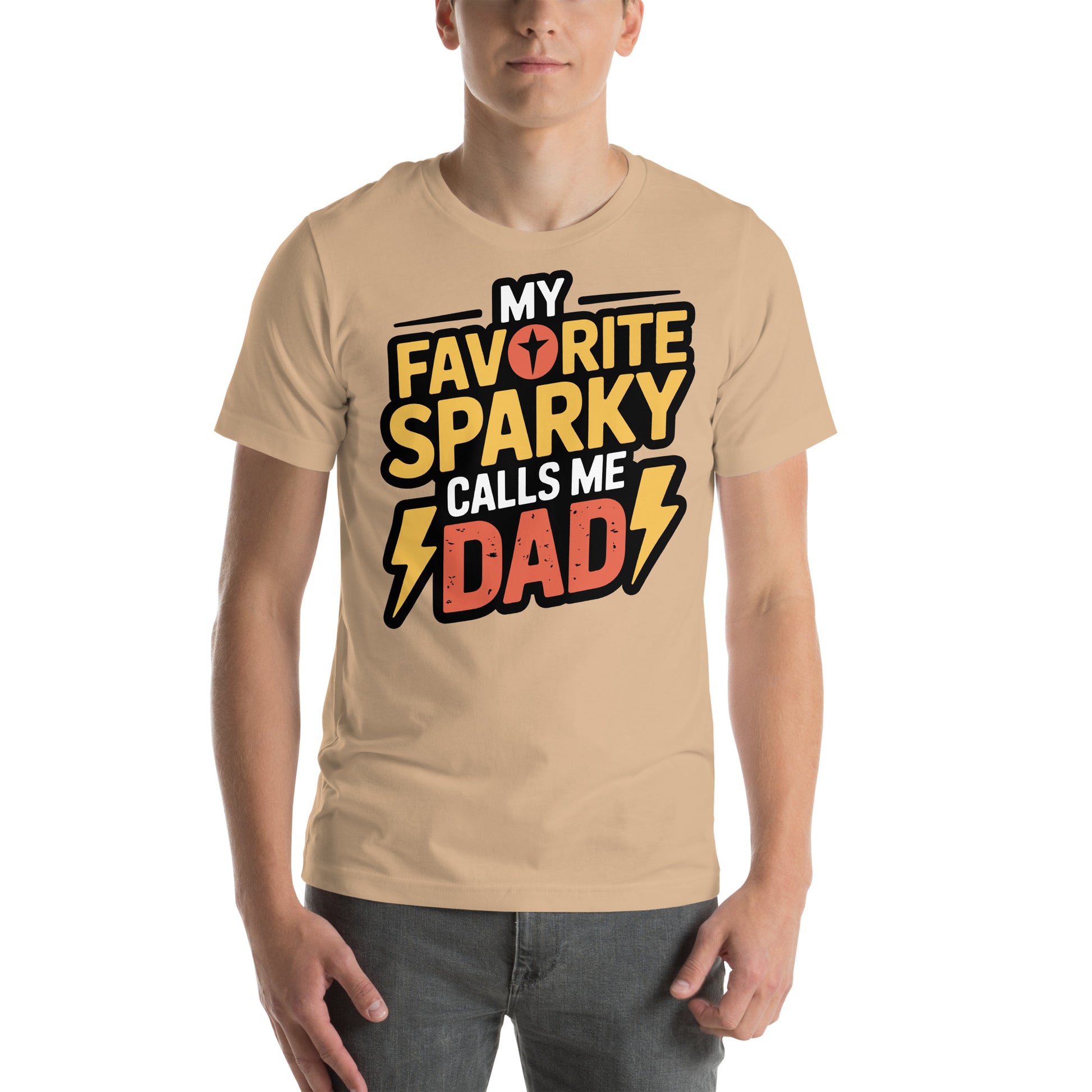 Favorite Sparky Dad Unisex T-Shirt | Bella Canvas DTG Electrician Tee by Ortrends