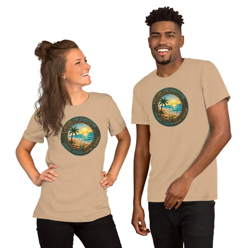 Explore The Coastline Unisex T-Shirt | Bella Canvas DTG Beach Graphic Tee by Ortrends