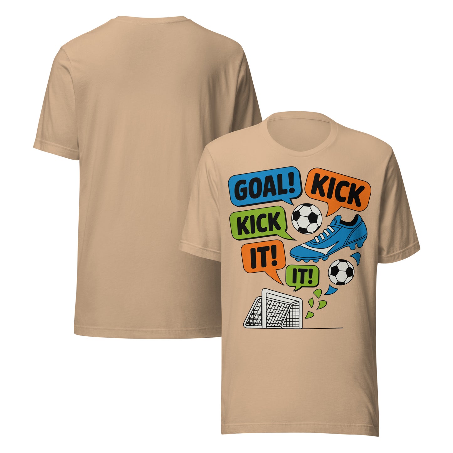 Goal Kick It Unisex T-Shirt | Bella Canvas DTG Soccer Graphic Tee by Ortrends