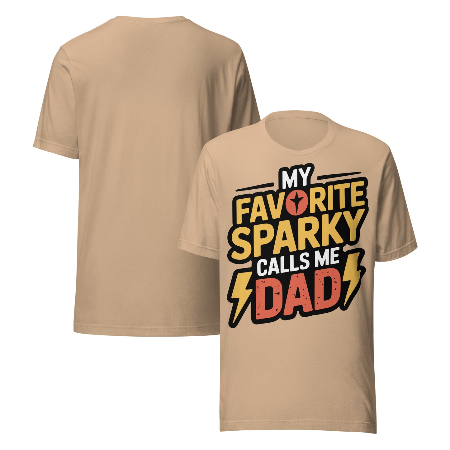 Favorite Sparky Dad Unisex T-Shirt | Bella Canvas DTG Electrician Tee by Ortrends
