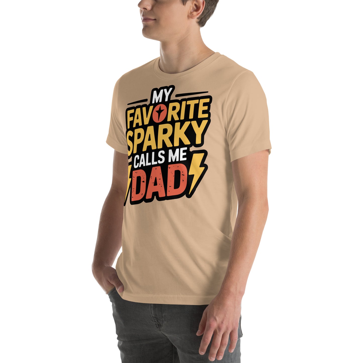 Favorite Sparky Dad Unisex T-Shirt | Bella Canvas DTG Electrician Tee by Ortrends