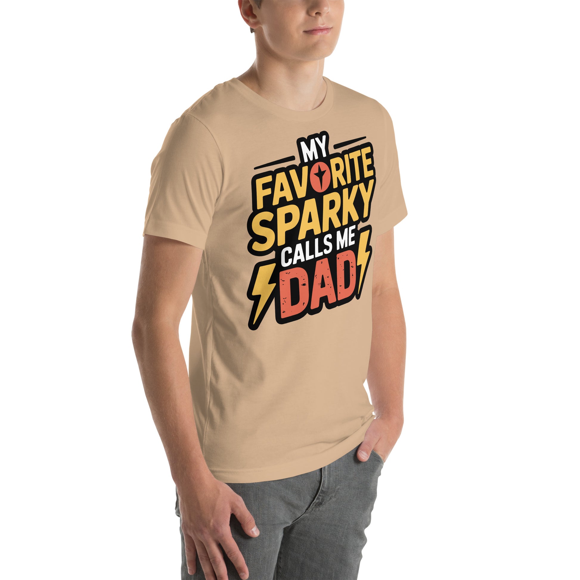 Favorite Sparky Dad Unisex T-Shirt | Bella Canvas DTG Electrician Tee by Ortrends