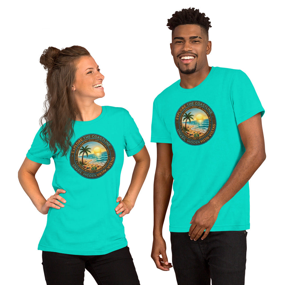 Explore The Coastline Unisex T-Shirt | Bella Canvas DTG Beach Graphic Tee by Ortrends