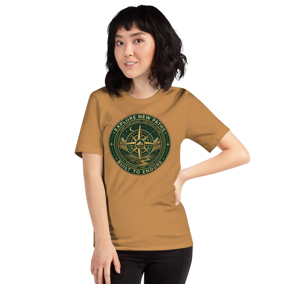Explore New Paths Unisex T-Shirt | Bella Canvas DTG Adventure Compass Tee by Ortrends