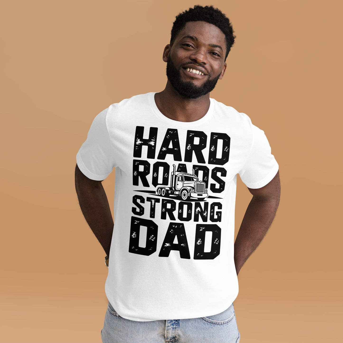 Hard Roads Strong Dad Unisex T-Shirt | Bella Canvas DTG Trucker Tee by Ortrends