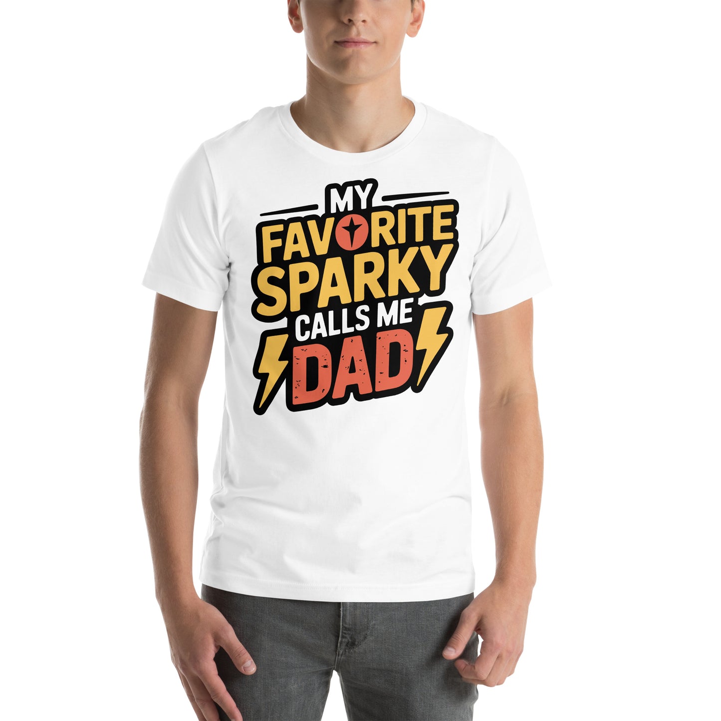 Favorite Sparky Dad Unisex T-Shirt | Bella Canvas DTG Electrician Tee by Ortrends