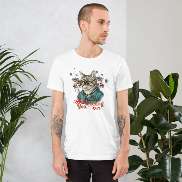 Are You Feeling OK? Funny Cat Nurse T-Shirt | Bella+Canvas 3001 Unisex Graphic Tee by Ortrends