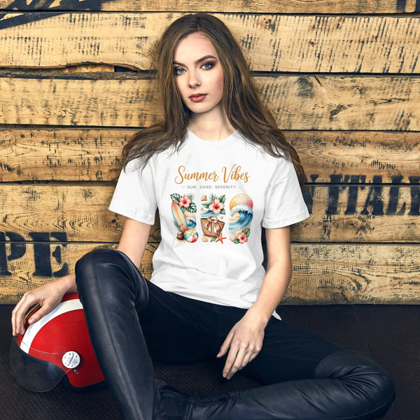 Summer Vibes Unisex T-Shirt | Bella Canvas DTG Beach Vacation Tee by Ortrends